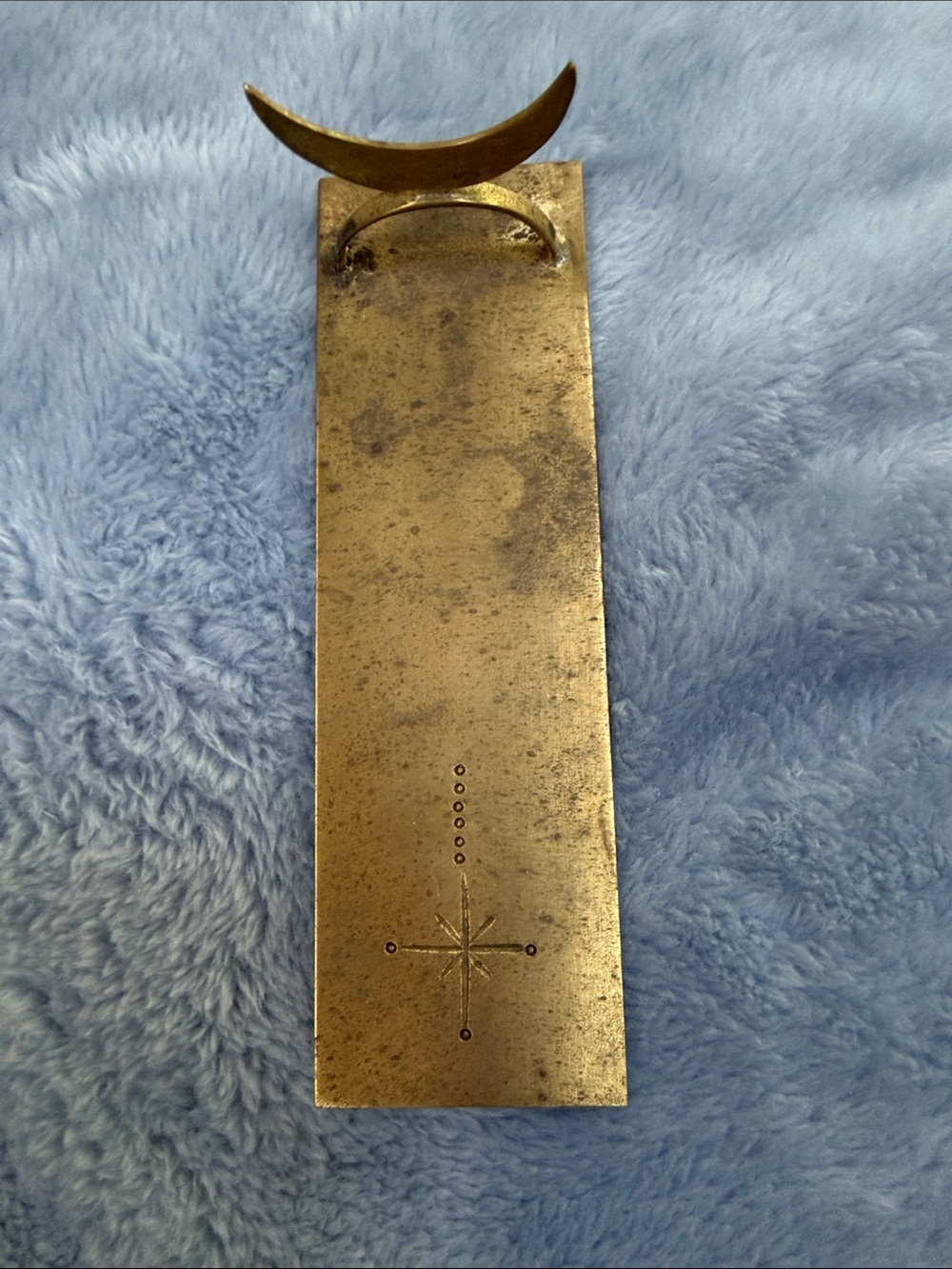 Brass Crescent Moon Incense Holder - Gold Finish